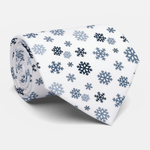 Cravate Flocons de neige gris élégants sur fond blanc, pér