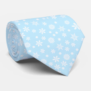 Cravate Flocons de neige sur un Noël bleu