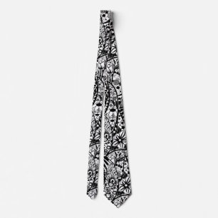 Cravate floral - Art - Blanc noir