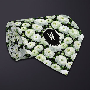 Cravate Floral blanc Ranunculus