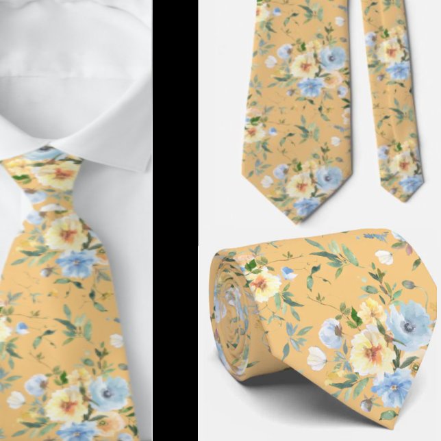 Cravate floral bleu jaune cravate (Créateur téléchargé)