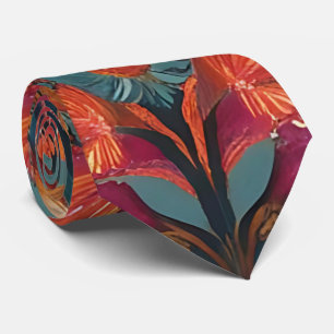 Cravate floral et géométrique Eclectique