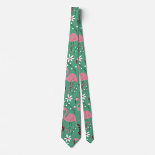 Cravate Floral flamingo sans couture motif rose vert