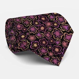 Cravate Floral Motif à fleurs violettes noires