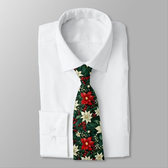 Cravate Floral Motif de Noël (Attaché)