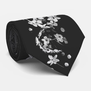 CRAVATE FLORAL NOIR ET BLANC MODERNE
