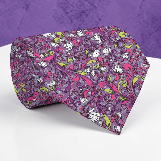 Cravate Floral Pattern Custom Necktie (Créateur téléchargé)