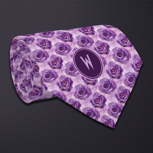 Cravate Floral Rose pourpre