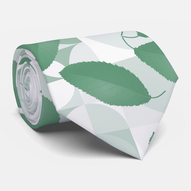 Cravate Floral Turquoise & Blanc Tropical Feuille Motif (Roulé)