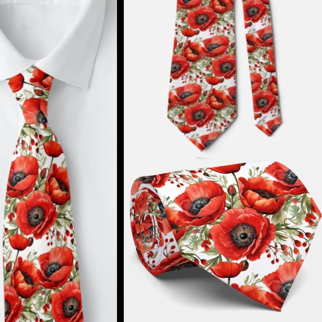 Cravate florale à coquelicots rouges pour la Journ (Créateur téléchargé)