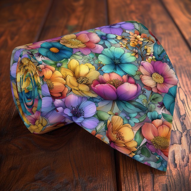 Cravate florale arc-en-ciel - Mode homme (Créateur téléchargé)