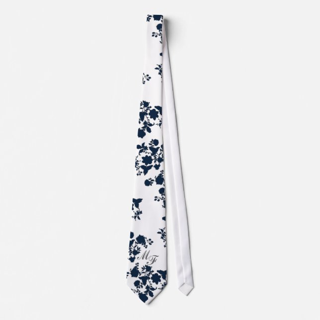 cravate florale moderne de monogramme de (Devant)
