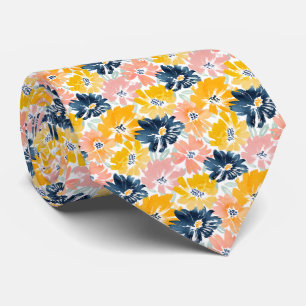 Cravate florale pastel