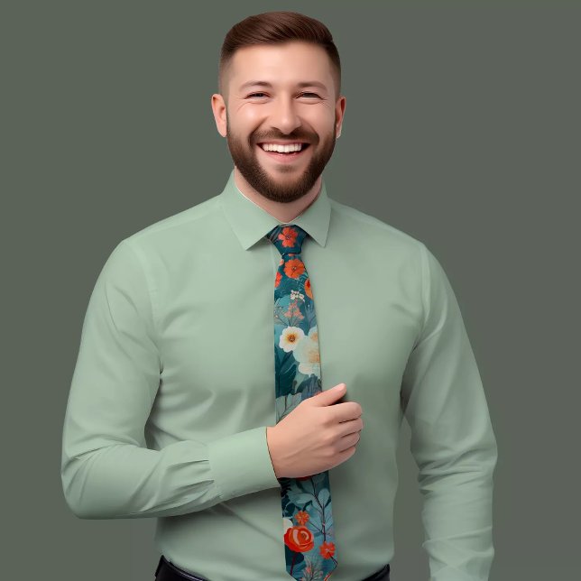 Cravate florale peinte à la main unique (Créateur téléchargé)