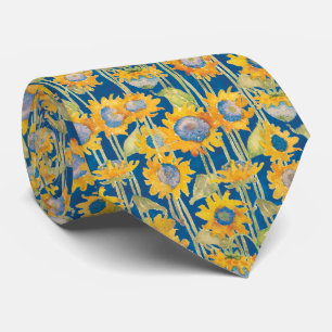 Cravate Flore de tournesol bleu