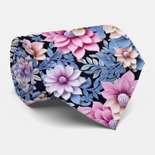 Cravate Flore rose 3 D