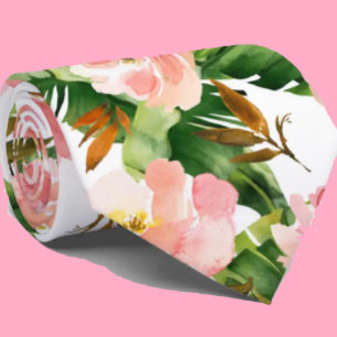 Cravate Flore Tropical Palm rose Fleurs Botanique