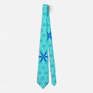 Cravate Flower Of Life - timbre sans couture motif - cyan