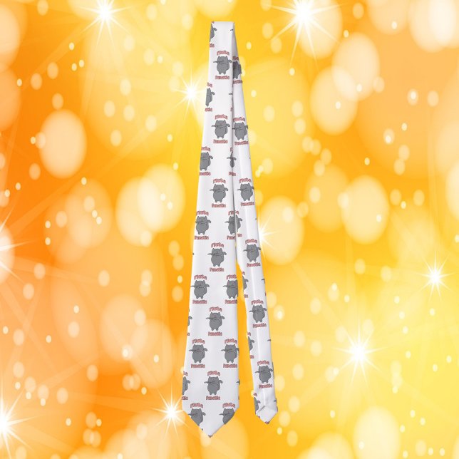 Cravate Flute Fanatic Gray Cat Pink Letters (A tie with a pattern of gray cats playing the flute with the words flute fanatic in pink.)