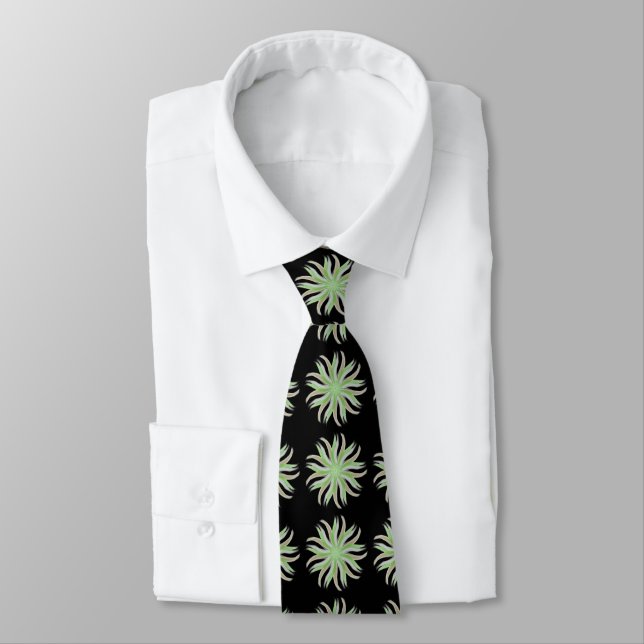Cravate Flux libre Floral Vert Gris Brown Art Feuille (Attaché)