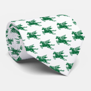 Cravate Flying Horse - Forest Green and White on White