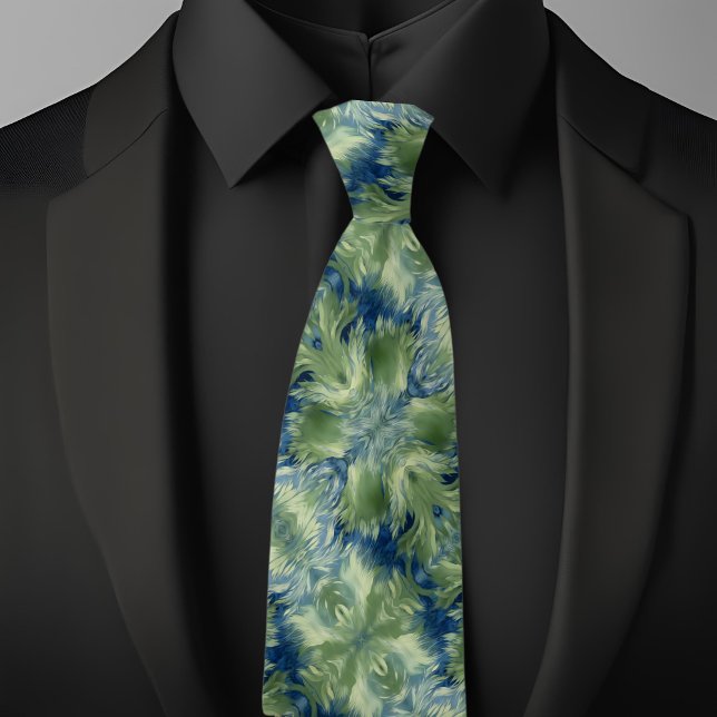 Cravate Foncé Vert sur Denim  Motif Diagonal (Créateur téléchargé)