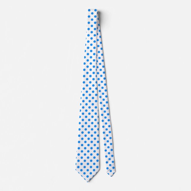 Cravate Fond blanc pois bleus (Devant)