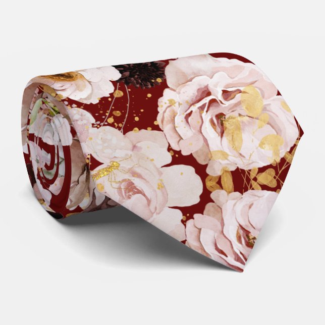 Cravate Fond DIY Boho H2 Roses Poussiéreuses Mums Bourguig (Roulé)