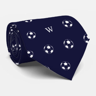 Cravate Football Amant Cadeau Monogramme Initiales Bleu