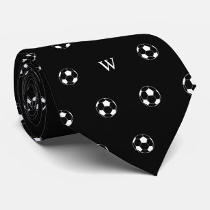 Cravate Football Amant Cadeau Monogramme Initiales Noir