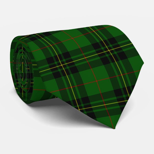 Cravate Forbes tartan vert noir plaid (Roulé)