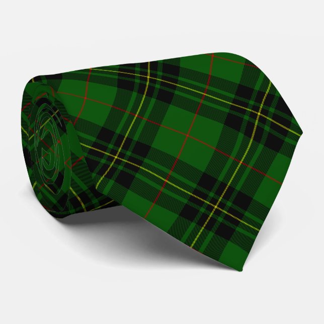 Cravate Forbes tartan vert noir plaid (Roulé)