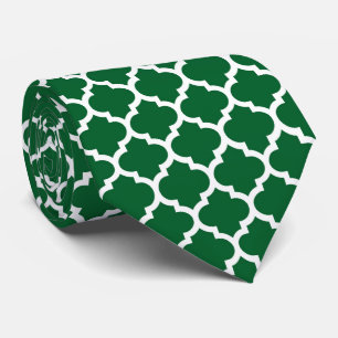 Cravate Forest Green White Moroccan Quatrefoil Pattern #5