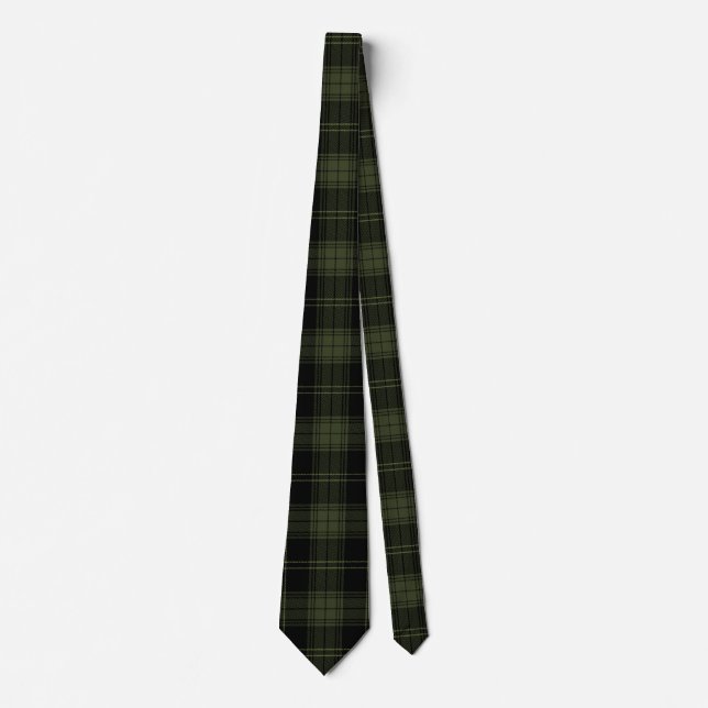 Cravate Forêt verte et noire - Tartan Plaid Motif (Devant)