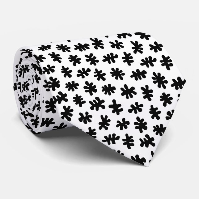 Cravate Formes amorphes 120322 - Noir sur blanc (Roulé)