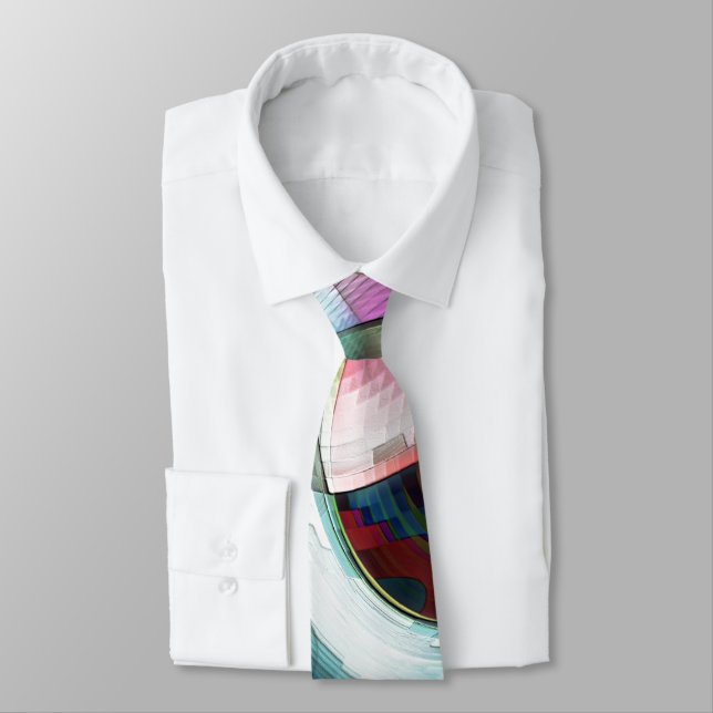 Cravate Formes de damier incurvées dans des couleurs presq (Attaché)