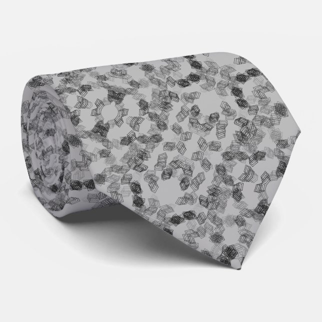 Cravate Formes géométriques rectangulaires grises noires M (Roulé)
