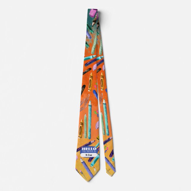 Cravate Fournitures scolaires motif ombré (Devant)