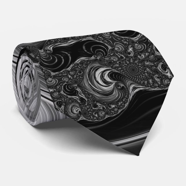 Cravate Fractal Black Metal Nautilus (Roulé)
