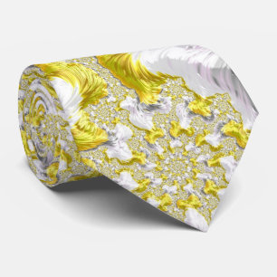 Cravate Fractale symétrique jaune doré abstrait