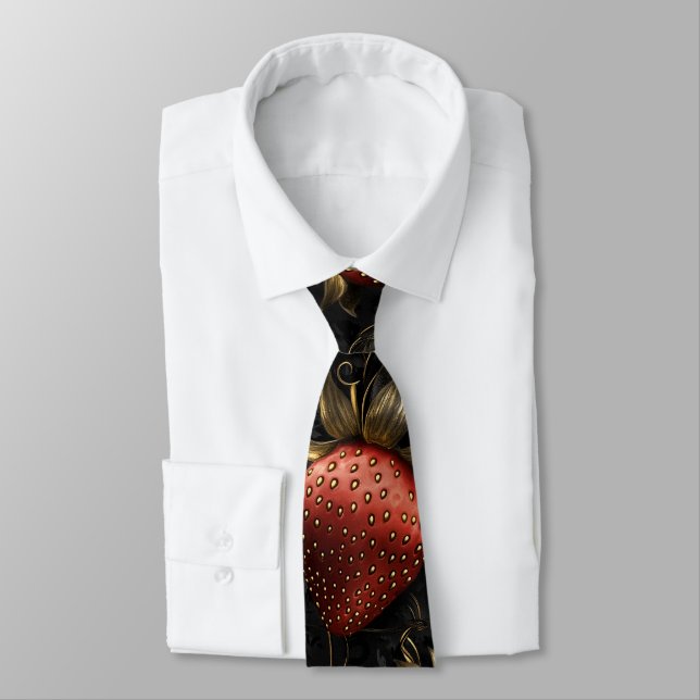 Cravate Fraises baroques et Roses Motif sans couture (Attaché)