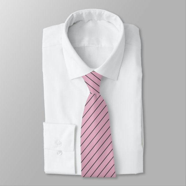 Cravate Framboise gris pâle avec les rayures gris charbon (Attaché)
