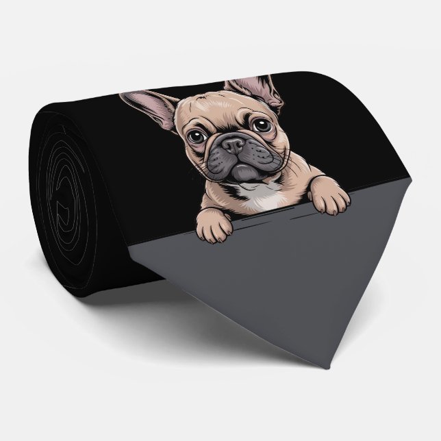 Cravate French Bulldog Funny Peeking Puppy Dog Lover (Roulé)