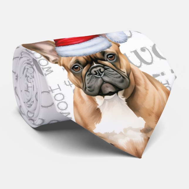 Cravate French Bulldog Woof Christmas Dog Lover (Roulé)