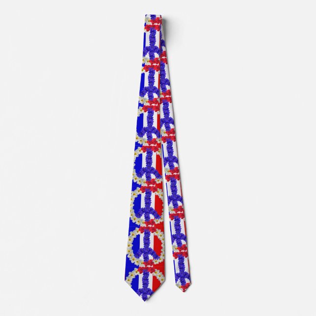Cravate french flag peace sign (Devant)