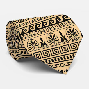 Cravate Fret grec, Motif méditerranéen, Brown