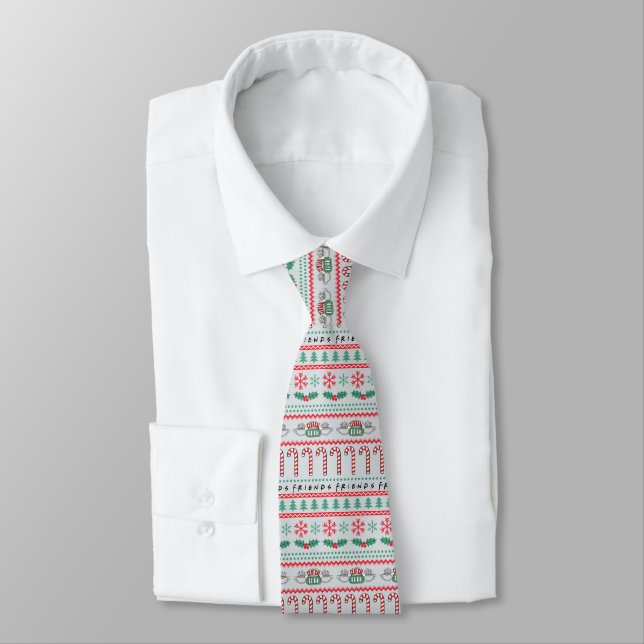 Cravate FRIENDS™ | Motif de Noël de pull affreux (Attaché)