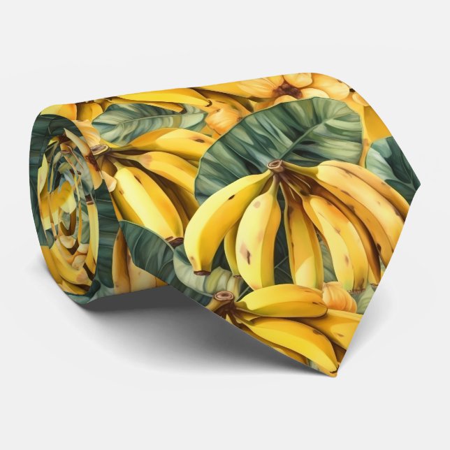 Cravate Fruit motif cool à la banane carrelée (Roulé)