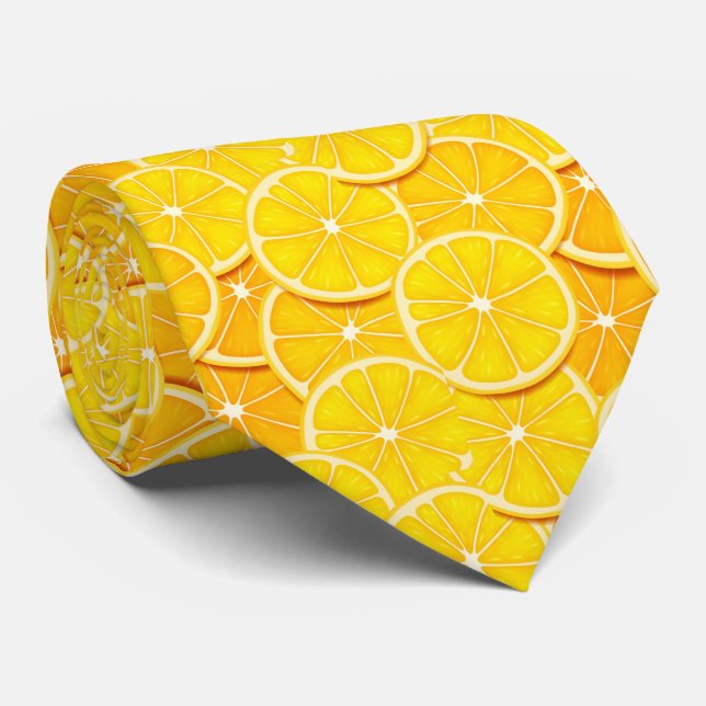 Cravate Fruit motif cool carrelé citron (Roulé)