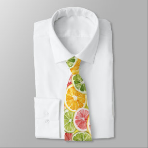 Cravate Fruits Citriques Lime Citron Orange Pamplemousse